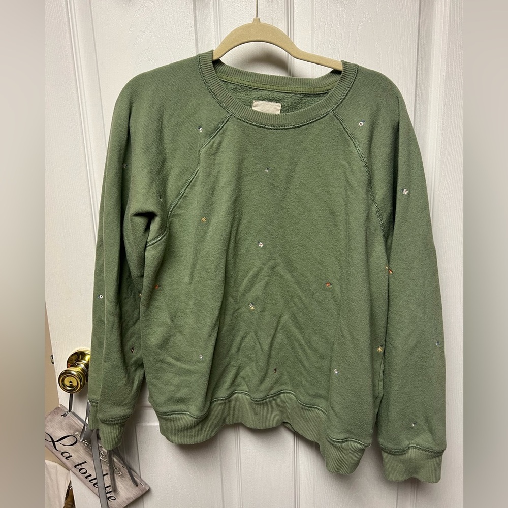 Embroidered flower sweatshirt